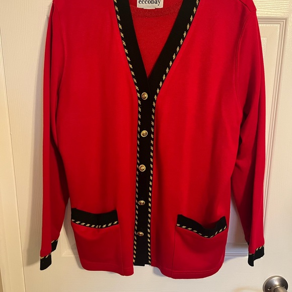 Ecco Sweaters - Ecco Red Sweater with Matching Short Sleeve Shell, with Black Accents